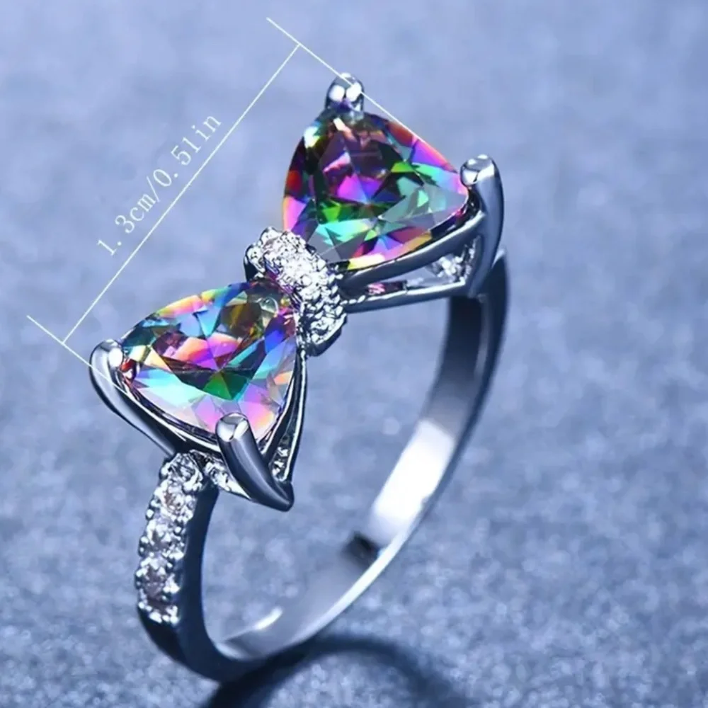 Silver Topaz Bow Ring